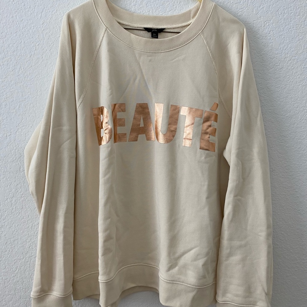 Cream J Crew “Beaute” Sweatshirt